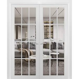 3355 72 in. x 96 in. Universal Handling Frosted Glass Solid Core White Finished Pine Wood Double Prehung French Door
