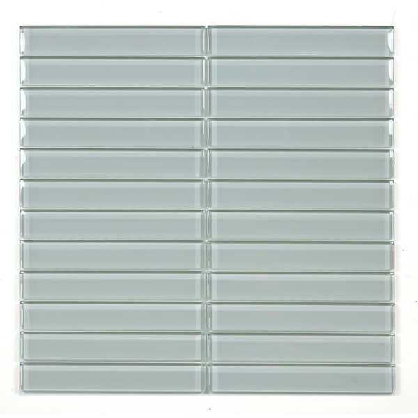 Flowing Gray 12 in. X 12 in. Glossy Glass Mosaic Wall Tile (7 sq.ft./Case)