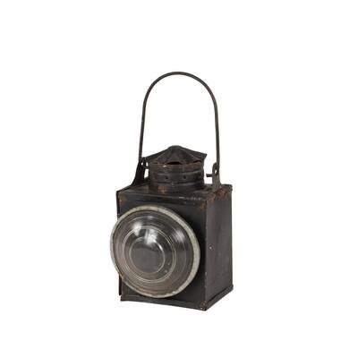 Antique Style Dark Iron Railway Oil Lantern, 8 in. x 11 in.