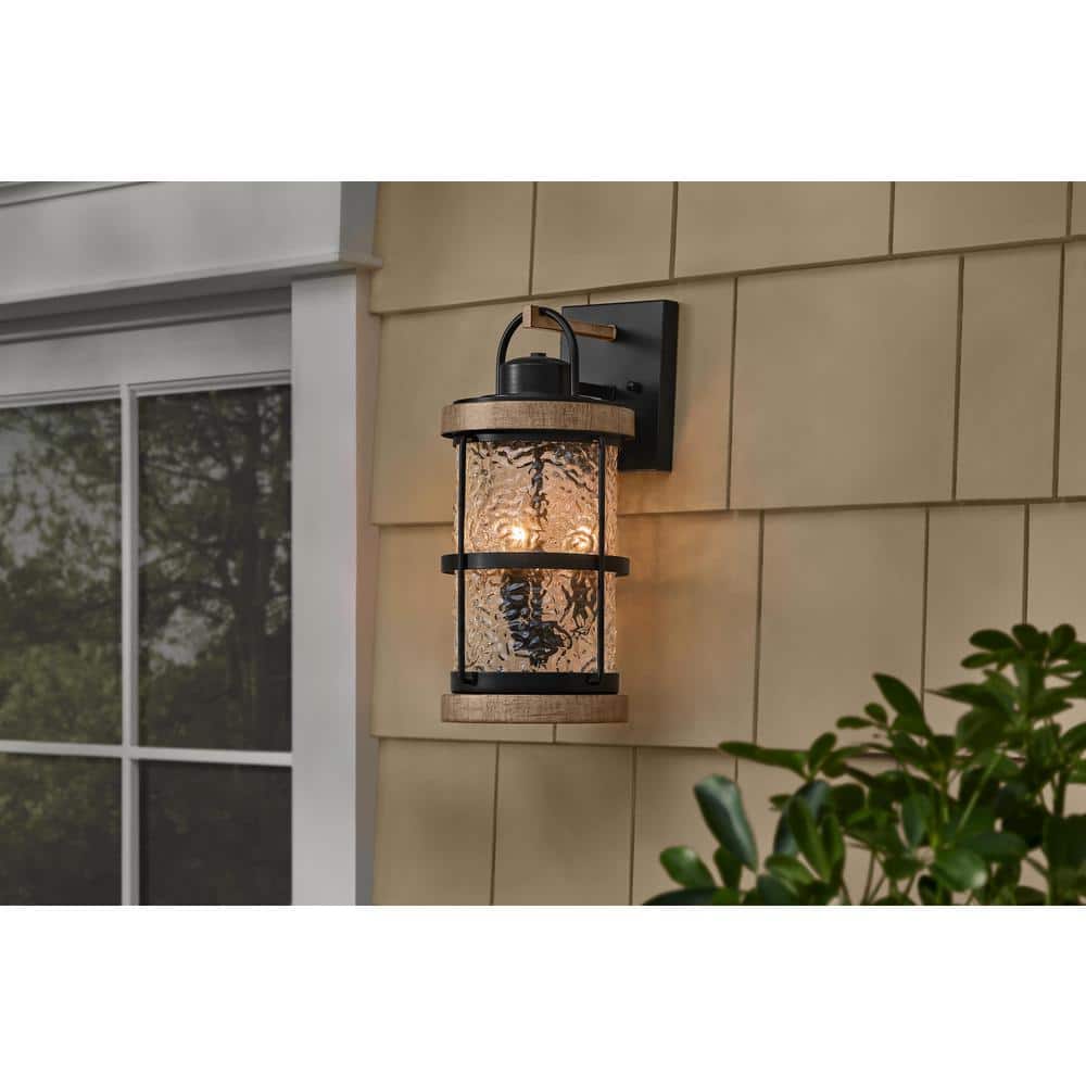 Hampton Bay Fuller Park 16 in. 3-Light Matte Black Cylinder