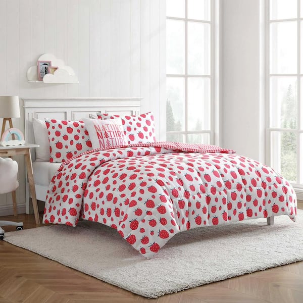 strawberry　マットレス Nautica Strawberry Field 4-Piece White/Pink/Green Microfiber Full