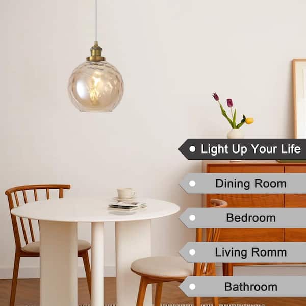ADSENSTY 1 Light Amber Modern Globe Single Pendant Lighting With