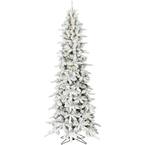 6.5 ft. Pre-Lit Flocked Slim Mountain Pine Artificial Christmas Tree with Warm LED Lights