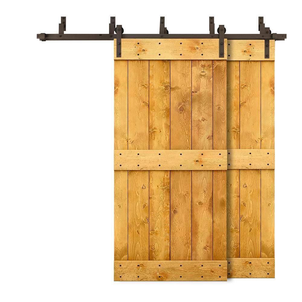 92 in. x 84 in. Mid-Bar Bypass Colonial Maple Stained DIY Solid Wood Interior Double Sliding Barn Door with Hardware Kit price history on PriceWatchPro