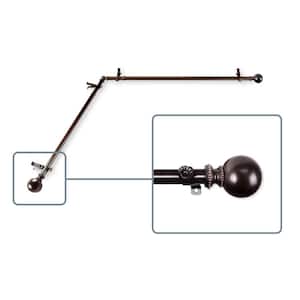 28 in. to 48 in. Adjustable 13/16 in. Corner Window Curtain Rod in Cocoa with Stevie Finials