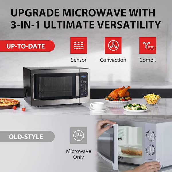 Toshiba EC042A5C-SS Microwave Oven with Convection Function Smart Sensor and LED Lighting, 1.5 Cu. Ft./1000w, Stainless Steel