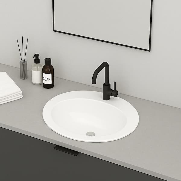 20 in. Undermount Oval Ceramic Bathroom Sink in White