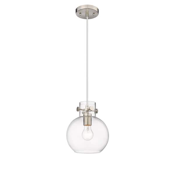 Innovations Newton Sphere 100-Watt 1 Light Satin Nickel Shaded Pendant Light with Clear glass Clear Glass Shade