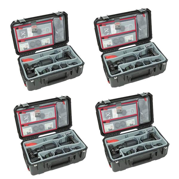 SKB iSeries Camera Case with Photo Dividers and Lid Organizer in Black (4-Pack)