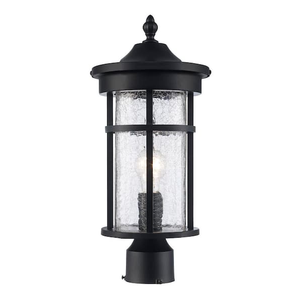 Bel Air Lighting Avalon 14.25 in. 1-Light Black Metal Hardwired Outdoor Weather Resistant Lamp Post Light with No Bulbs Included