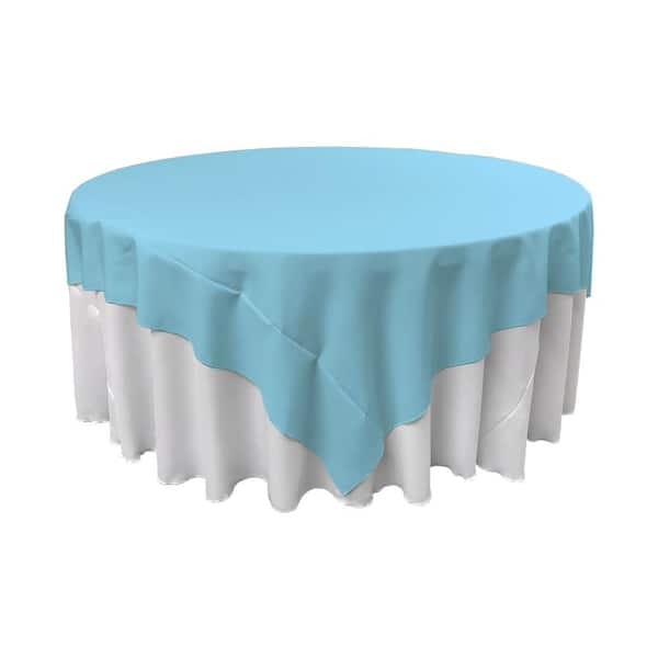 LA Linen 90 in. x 90 in. Light Turquoise Polyester Poplin Square Tablecloth