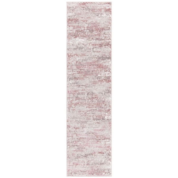 Meadow 2 ft. x 13 ft. Beige/Pink Distressed Abstract Runner Rug