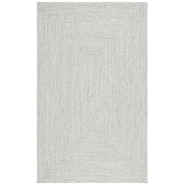 Braided Ivory/Green 2 ft. x 4 ft. Machine Washable Concentric Woven Area Rug