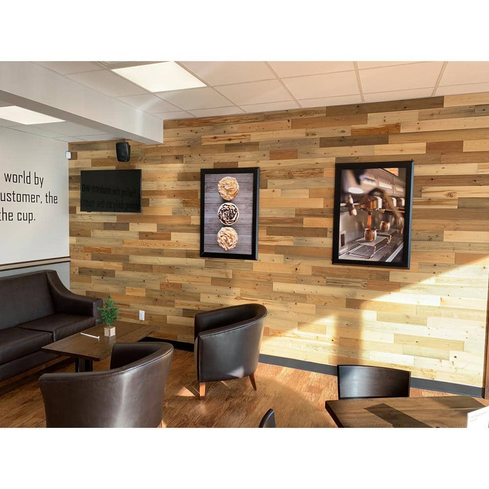 Reclaimed Wood Peel and Stick Wall Planks, 4" Wide, Multicolor