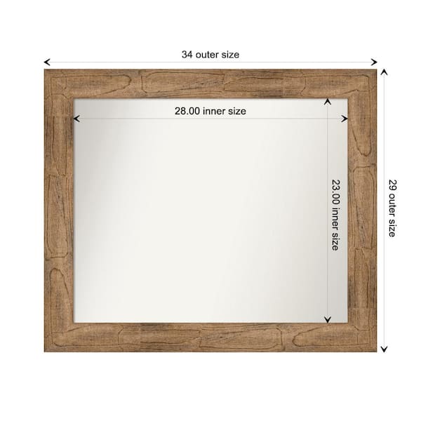 Amanti Art Owl Brown 33.5 in. W. x 28.5 in. Custom Non-Beveled Wood Framed Bathroom Vanity Wall Mirror