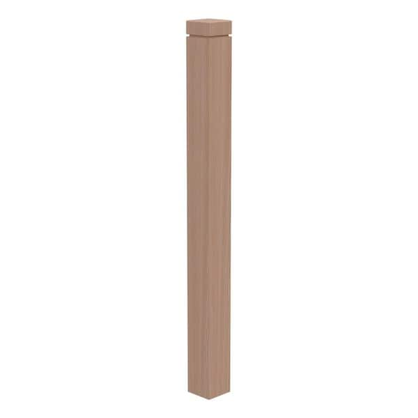 Stair Parts 58 in. x 3-1/2 in. Unfinished Red Oak 4001 Square Box Newel Post with Dado Cap for Stair Remodel