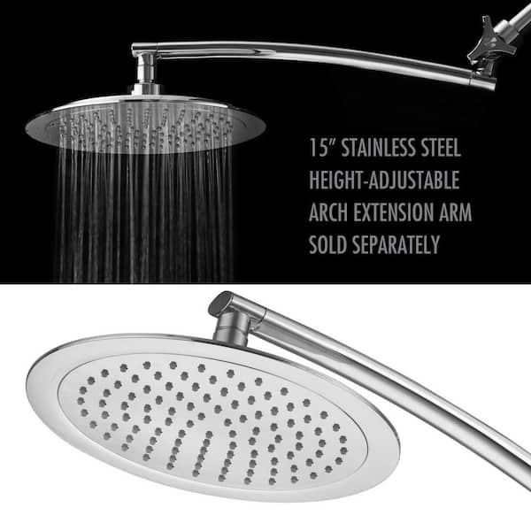 1-Spray 15 in. Single Wall Mount Fixed Rain Shower Head in Chrome 1-Spray 15 in. Single Wall Mount Fixed Rain Shower Head in Chrome