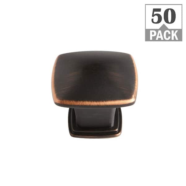 Everbilt 1.21 in. Oil Rubbed Bronze Square Cabinet Knob (50-Pack)