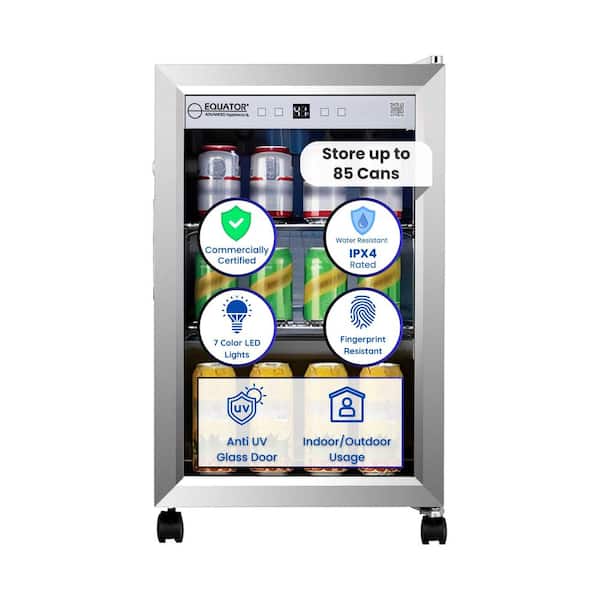 Equator 2.3 cu. ft. Outdoor/Indoor Refrigerator IPX4 SS built-in /FS 85 Cans Quiet 42dB