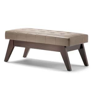 Draper 40 in. Wide Mid-Century Modern Rectangle Tufted Ottoman Bench in Ash Blonde Faux Leather