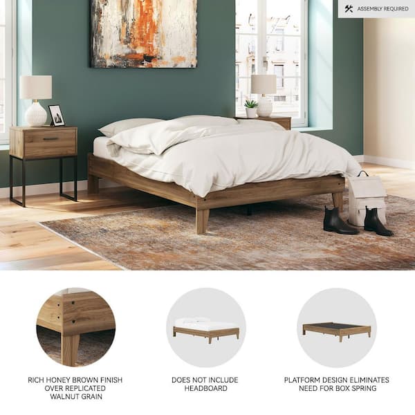 Signature DESIGN BY ASHLEY Deanlow Brown Wood Frame Full Platform