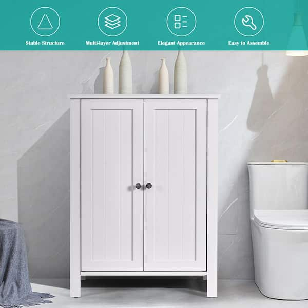 23.6 in. W x 11.8 in. D x 31.5 in. H White Bathroom Floor Storage Cabinet  Linen Cabinet with Adjustable Shelf X40914886 - The Home Depot