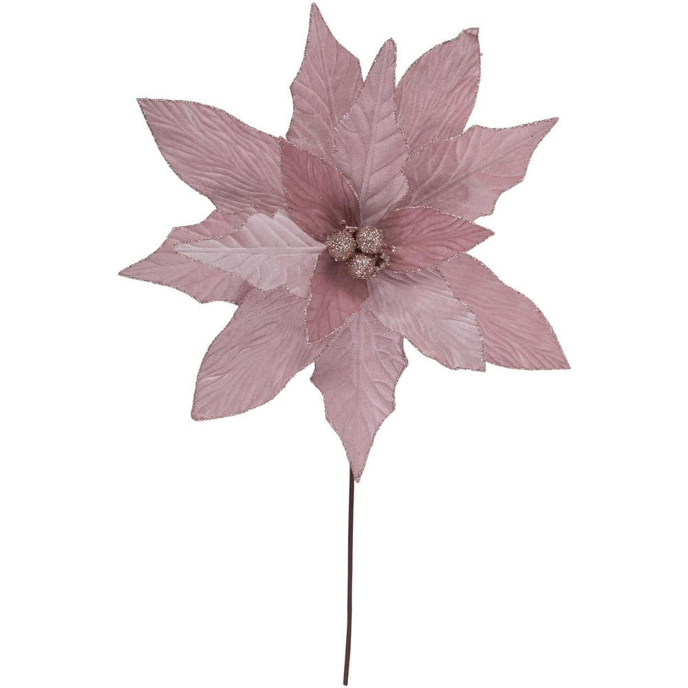 "24"" Glittered Pink Poinsettia Christmas Stem Spray" price history on PriceWatchPro