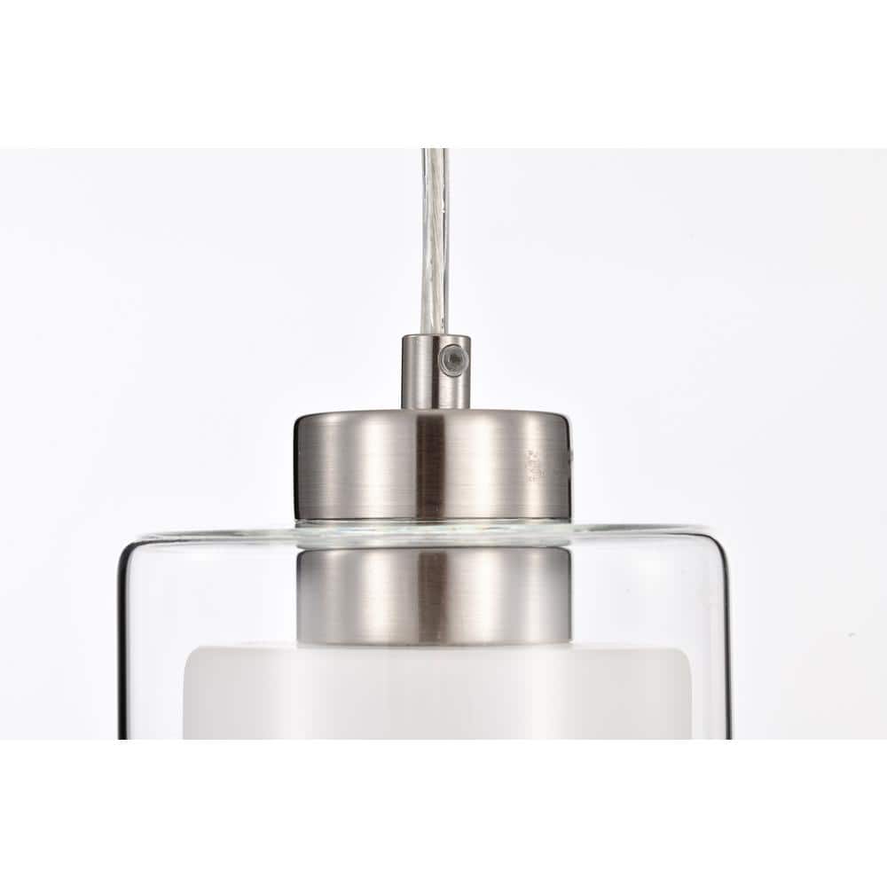 Brushed Nickel Mini Pendant with Dual Glass Shades