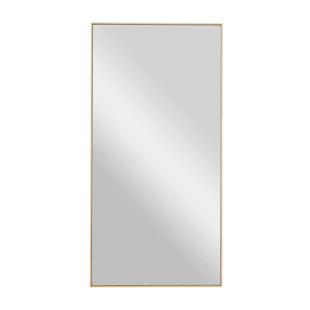 Litton Lane 36 in. x 18 in. Rectangle Framed Gold Wall Mirror with Thin Frame