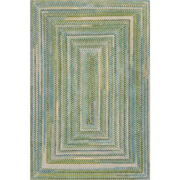 Navelle Bordered Washable Area Green 6 ft. x 9 ft. Indoor Area Rug