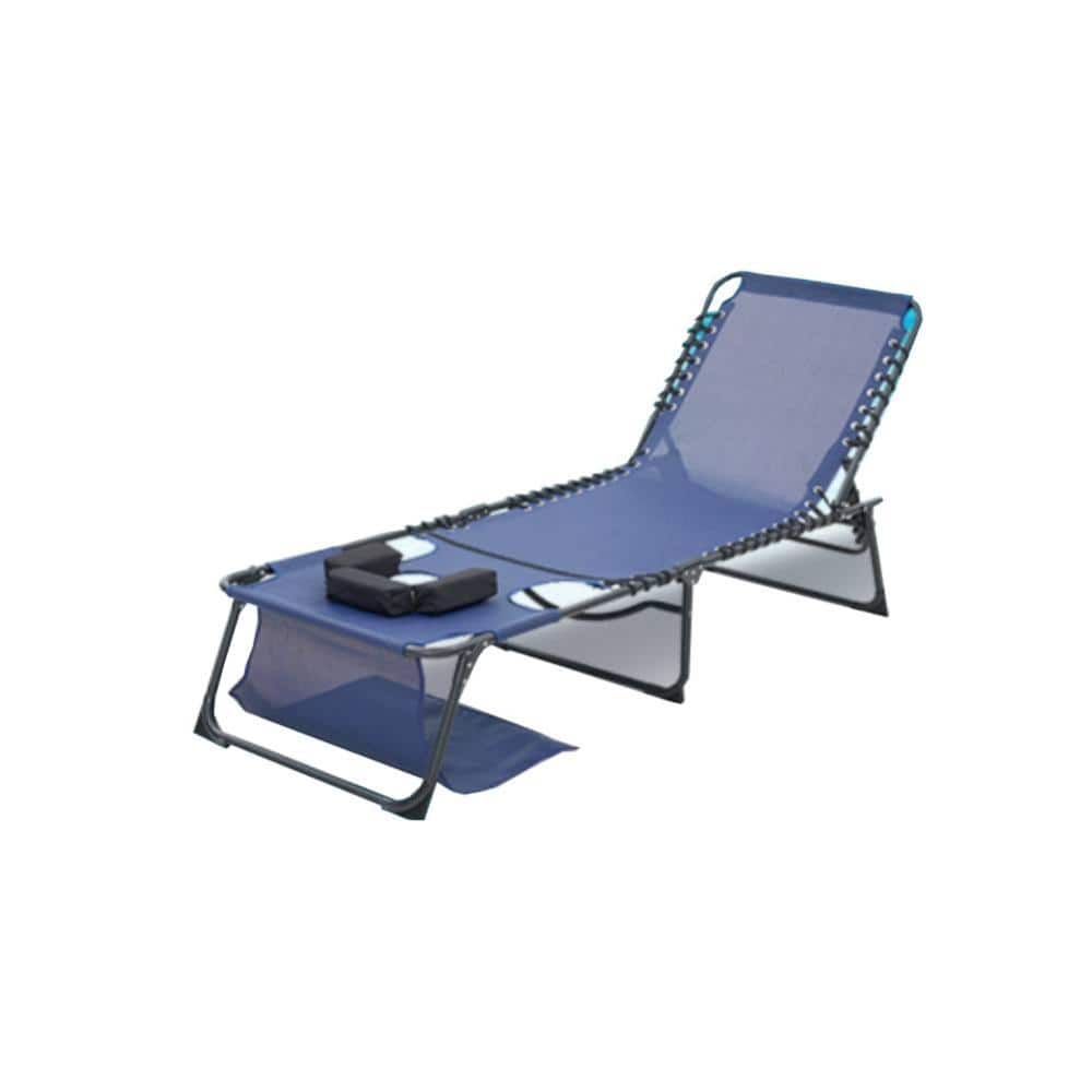 Black 2-Piece Metal Outdoor Patio Chaise Lounge with Dark Blue Cushions price history on PriceWatchPro