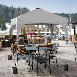6.6 ft. x 6.6 ft. Pop up Canopy Tent Shelter Height Adjustable with Roller Bag White