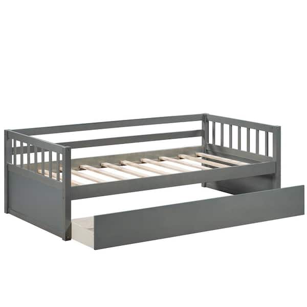 ATHMILE Gray Twin Daybed with Inseparable 2-Drawers