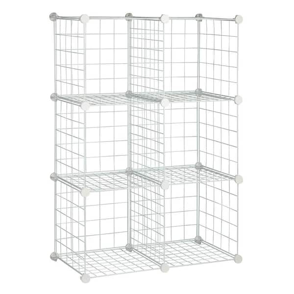 Honey-Can-Do 44.75 in. H x 14.5 in. W x 30.25 in. D White Steel 6-Cube Organizer