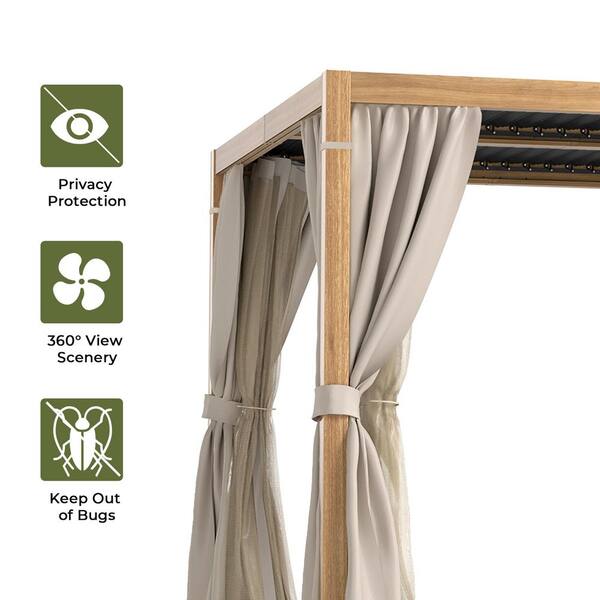 EGEIROSLIFE 10 ft. x 13 ft. Wood Grain Aluminum Louvered Pergola