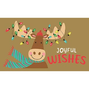 Joyful Moose Faux Coir 18 in. x 30 in. Holiday Doormat