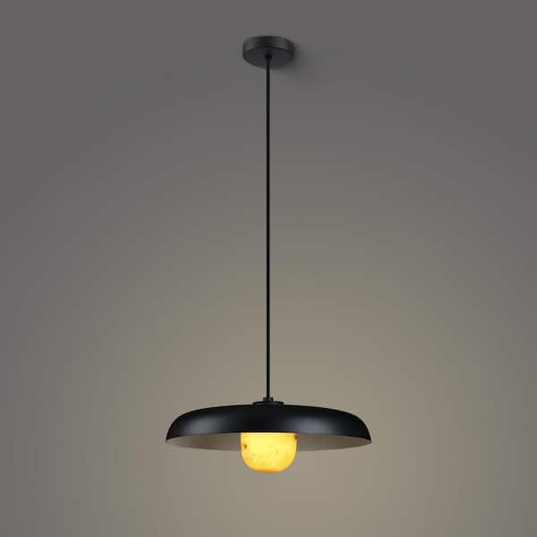 16 in. 1-light Black Modern Pendant Light, Farmhouse Vintage Pendant Light for Kitchen Island, Dining Room, Hallway