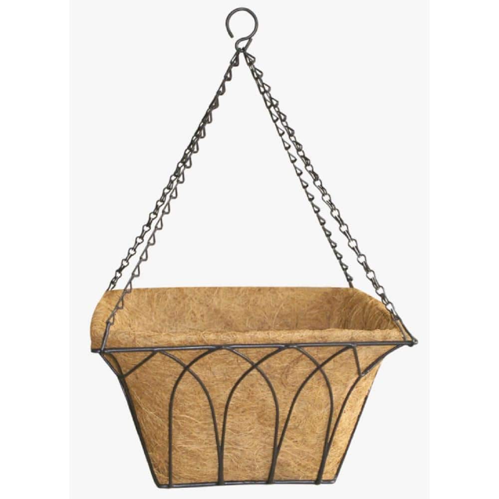 Reviews for AUSTRAM Lotus 14 in. Black Metal Square Hanging Basket with