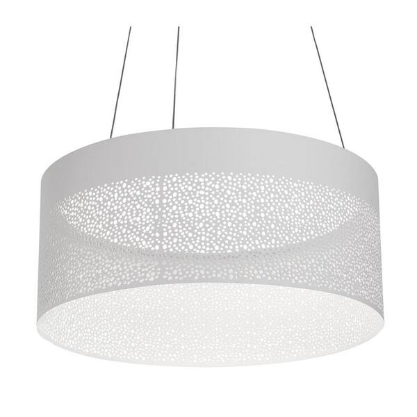 Ash 36-Watt 1 White Shaded Integrated LED Pendant Light with White Acrylic Shade