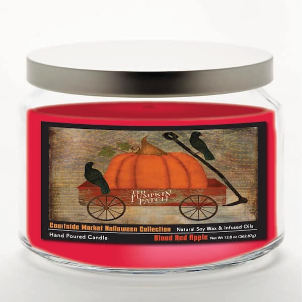 Fall Wagon 14 oz Candle Glass Jar with Brushed Silver Metal Lid