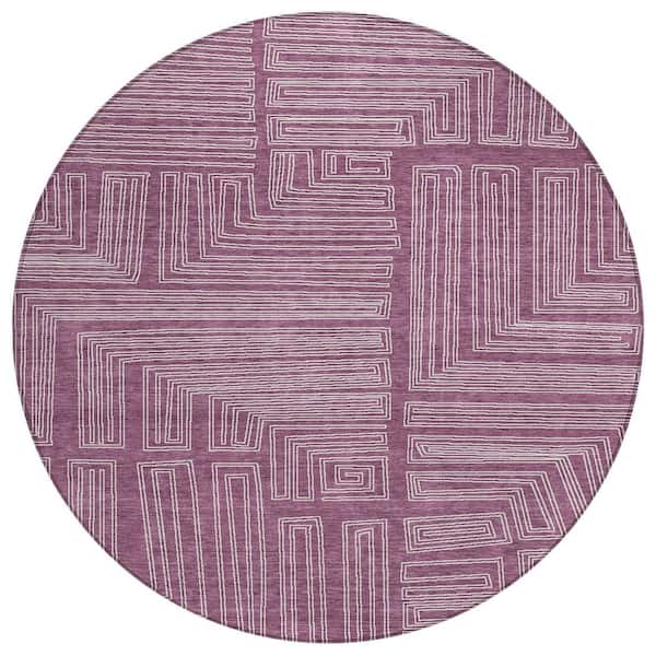 Chantille Machine Washable Indoor/Outdoor Abstract ACN1045 Eggplant 8 ft. x 8 ft. Area Rug