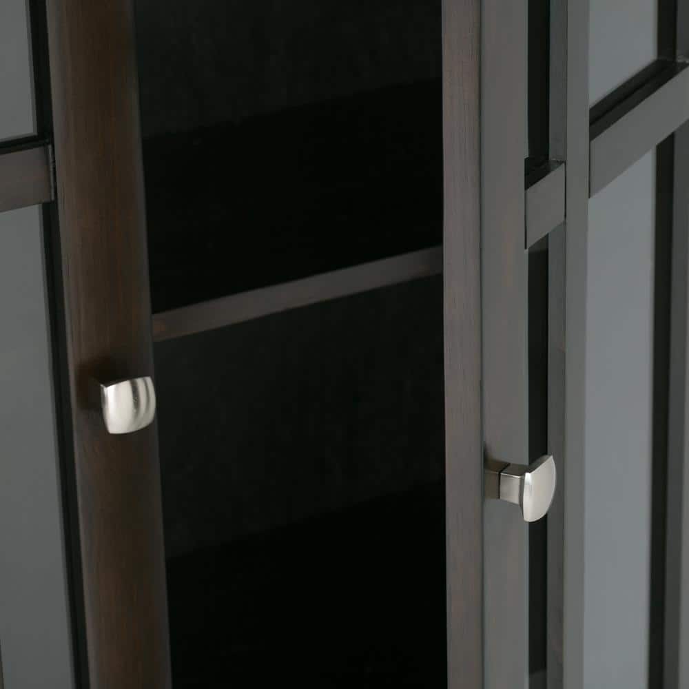 Transitional Dark Tobacco Brown Solid Pine Adjustable Cupboard
