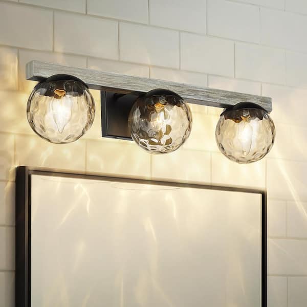 Pasentel 22 In. 3-Light Matte Black Industrial Bathroom Vanity Light ...