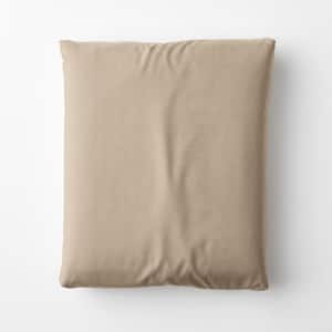 Company Cotton Cocoa Solid 300-Thread Count Cotton Percale Twin XL Fitted Sheet