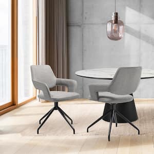 Penny Grey Fabric Swivel Dining Chair Set of 2