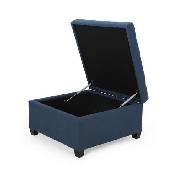 Cortesi Home Anna Sitzbank – Blaue Samt-Ottomane Mit Edelstahlrahmen, 61,9x39,1x53,3 Cm