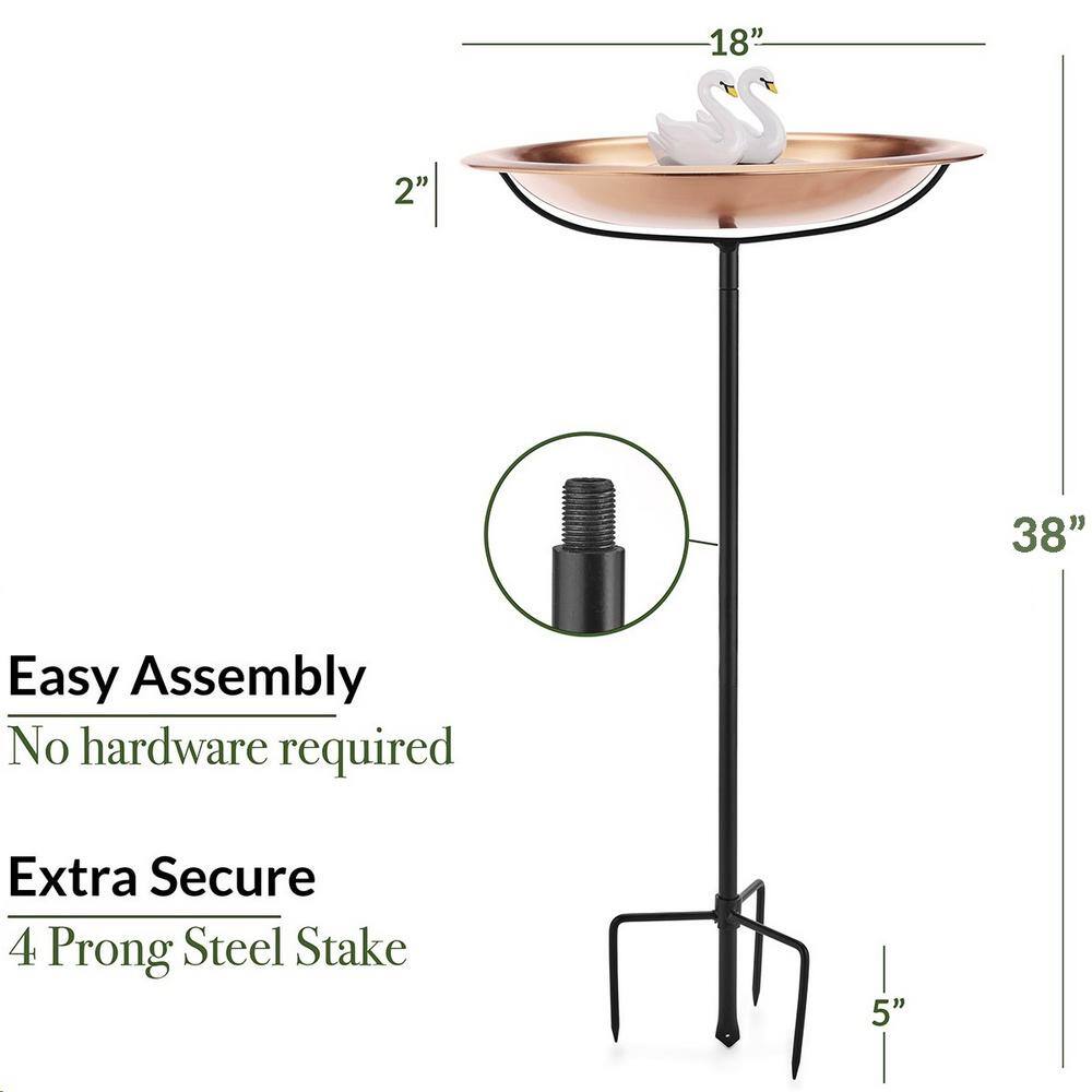 Elegant Copper Bird Bath with Swan Accents and Stand
