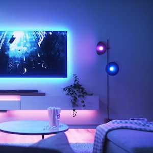 Essentials Indoor Matter Enabled 6.56 ft. Plug-In LED Rope Light 100V, A19 LED adjustable White & Color Bulb (2-Pack)