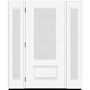 Legacy 68 in. W. x 80 in. 3/4 Lite Rain Glass RHOS Primed Unfinished Fiberglass Prehung Front Door with Db. 14 in. SL