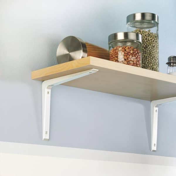 PURIST 7.9 in. White Aluminum Shelf Bracket Set of 2